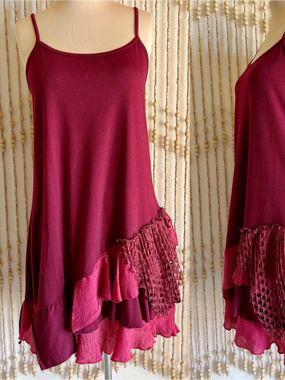 Pretty Angel Linen Wine Handkerchief Layered Boho Fairy Festival Layering Dress